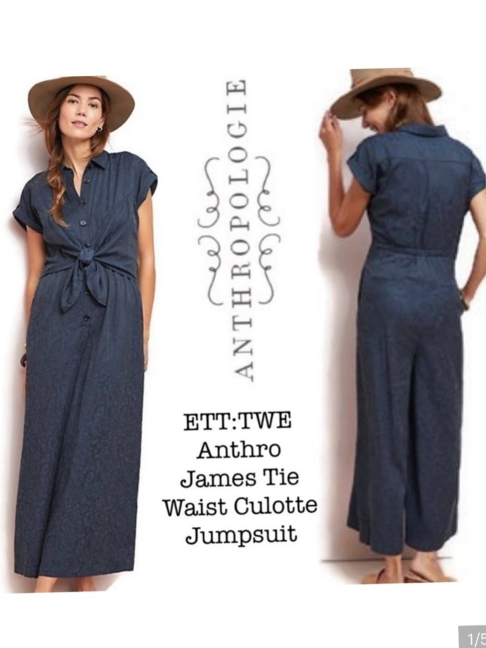 Anthropologie ETT TWE James Chambray Blue Jumpsuit